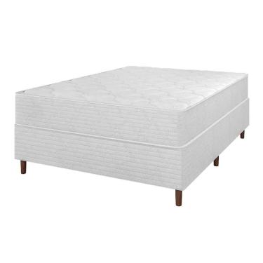 Imagem de Cama Box Casal 138 Matelassê Branco Com Colchão Barcelona Molas Ensacadas Bello Box