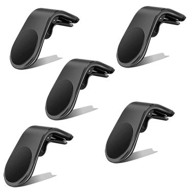 Imagem de Kit 5 Suporte Adaptador Magnético Veicular Universal Clip Car Holder Para Painel De Carro Tipo L - Preto