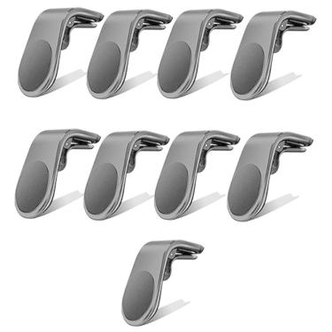 Imagem de Kit 9 Suporte Adaptador Magnético Veicular Universal Clip Car Holder Para Painel De Carro Tipo L - Preto