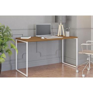 Imagem de Mesa Secretária Escritório Secretária Industrial LI003 Canela/Branco - Kappesberg