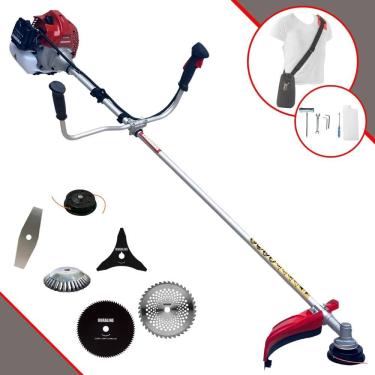 Imagem de Máquina de Cortar Grama Lateral À Gasolina Kawashima BCJ431L 43cc 1,7HP de Potência 10.000rpm Roçadeira Multifuncional Completa Com 6 Opções de Cortes