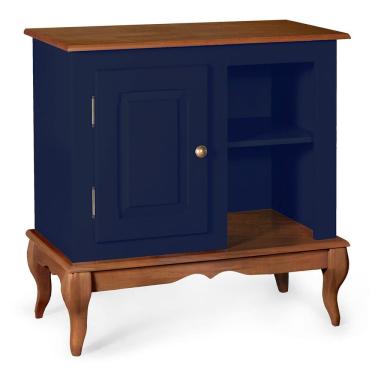 Imagem de Gabinete para Banheiro 1 Porta 2 Nichos e Pés Luiz XV Dália 3051 - Azul Petróleo/Imbuia Glazer