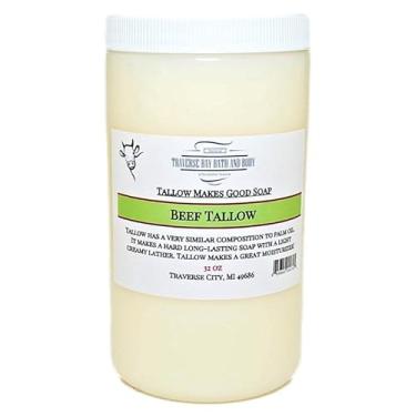 Imagem de Traverse Bay Bath and Body BEEF TALLOW Grass fed beef Non Hydrogenated Soap making supplies. 32 FL Oz DIY projects.