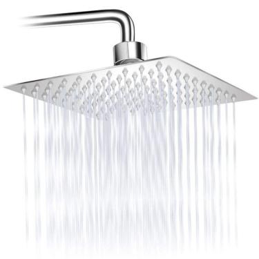 Imagem de Chuveiro Ducha Quadrado Inox Area Externa Piscina Banheiro Modelo Curvado Prata