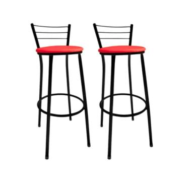 Imagem de Kit 2 Banqueta Alta Bistrô Bancos Bancada Cozinha Americana Bar Balcão(Vermelho)