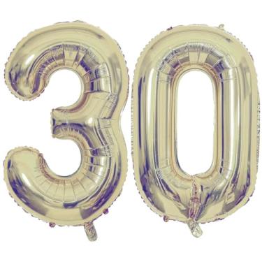Imagem de Champagne Gold 30 Number Balloons, 40 Inch Giant Number 30 Balloons Foil Mylar Helium Light Gold Number Balloons for 30th Birthday Party Supplies Anniversary Event Celebration Decorations