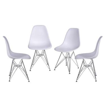 Imagem de Kit 4 Cadeiras Boxbit Dkr Eames Base Cromada Branca