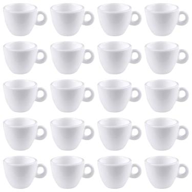 Imagem de AUEAR, Pacote com 20 mini xícaras de café miniaturas de plástico caneca branca xícara de chá para comida cozinha quarto casa de bonecas acessórios de decoração