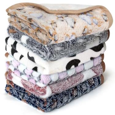 Imagem de 6 peças de cobertores laváveis de porquinho-da-índia absorventes de lã de animais pequenos forradores de gaiola reutilizáveis para animais de estimação xixi tapete de dormir para hamster furão coelho