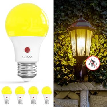 Imagem de Sunco Lighting Pacote Com 4 Lâmpadas Led Para Áreas Externas A19, Amarelas, Do Anoitecer Ao Amanhecer, Varanda, Sensor Fotocélula Liga/Desliga Automático De 9 W, Brilho Âmbar 2000 K, Base E26, Pátio