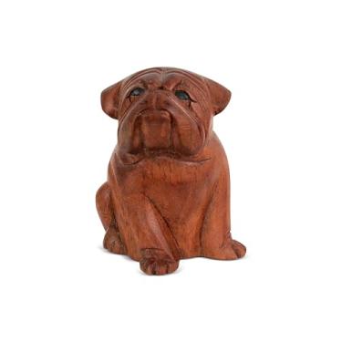 Imagem de G6 Collection Mini English Bulldog Figurine – 5" Hand Carved Wooden Dog Sculpture, Small Decorative Pet Lover Gift, Animal Statue Home Decor Accent 5" Bulldog