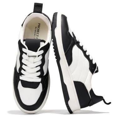 Imagem de Project Cloud Tênis feminino Dunks confortável com espuma de memória para mulheres, calçados femininos, de couro vegano, tênis femininos antiderrapantes, lavagem à máquina (Kiki), Preto, 34