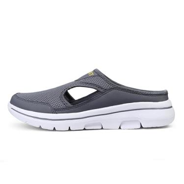 Imagem de Abnkarwin Pantufas masculinas para casa, meias para homens, sem cadarço, malha respirável, leve, sapato de verão, Cinza escuro, 11