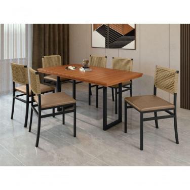 Imagem de Conjunto Para área Gourmet Ripada 6 Cadeiras 1,60x0,90m - Itália - Paonanda Decor