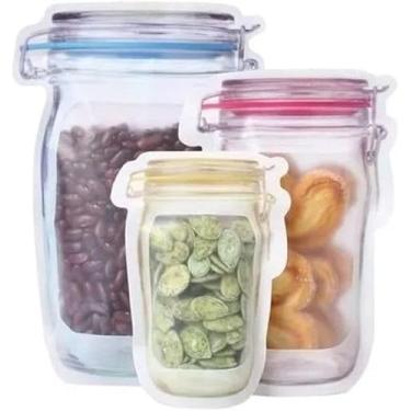 Imagem de Kit 3 Sacos Portáteis Reutilizáveis com Fecho Hermético – Organizadores Multifuncionais para Alimentos, Lanches, Viagens e Armazenamento Sustentável | Resistentes e Práticos