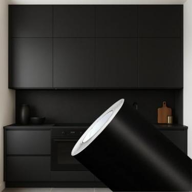 Imagem de Adesivo Vinil Preto Fosco Autoadesivo para Envelopamento de Móveis, Geladeira, Vidro, Papel de Parede (50 CM X 1 METRO)