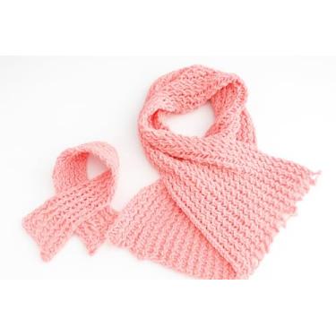 Imagem de Kit Cachecol Mãe e Filha Rosa – Crochê Artesanal em Lã Veludo, Macio e Confortável