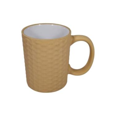 Imagem de Caneca De Porcelana Bege Chocolate Quente Café Estilo Rattan Trançado 310ml (4)