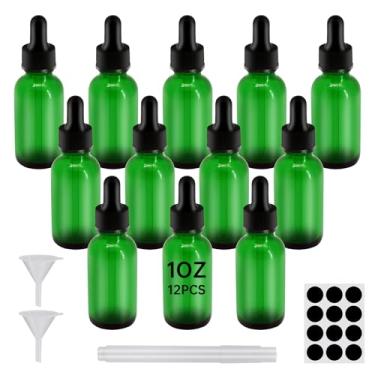 Imagem de REUJIHXY 24 frascos conta-gotas verdes de 30 ml, frascos de tintura com conta-gotas de vidro, para óleos essenciais, aromaterapia, cosméticos, laboratório, farmácia, líquidos, viagens (24)