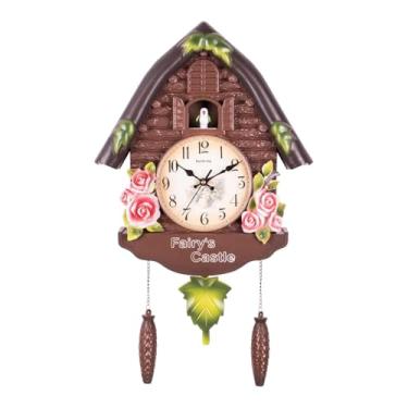 Imagem de Wswqop Relógio cuco com pêndulo e sinos, relógio de parede com display de algarismos arábicos para inauguração de casa