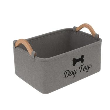 Imagem de Cesto Organizador Dobrável Tecido Macio Ultra Resistente Para Brinquedos e Acessórios de Pets (Cinza)