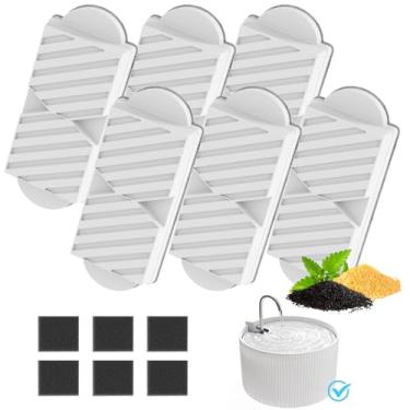 Imagem de Filtros de fonte de água Cat para waatoos unidades atualizadas 2.0 2,097.9 g/2,2L fonte de água de cerâmica para gatos, filtros de substituição (pacote com 6+6)