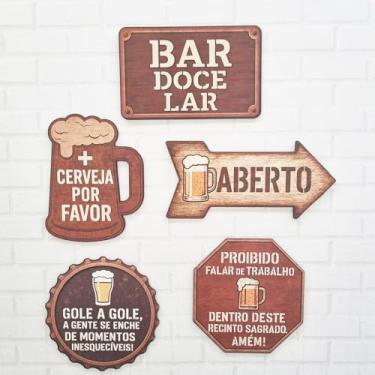 Imagem de Kit 5 Placas Em Mdf Frases Churrasco Bar Boteco Cerveja