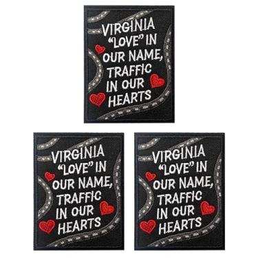 Imagem de U-Sky Engraçado State Roast Patches, bordado sarcástico dos Estados Unidos para chapéu, jaqueta, mochila, presentes de humor da geografia americana (Virgina Love in Our Name Traffic in Our Hearts)