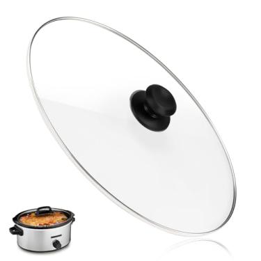 Imagem de Tampa de vidro oval de 6 litros compatível com panela de cozimento lento Hamilton Beach 33665G, tampa de substituição de panela elétrica, peça de substituição de tampa de panela elétrica, 1 pacote