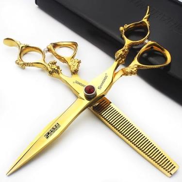 Imagem de Tesoura de cabeleireiro 6 polegadas para cortar cabelo, sensação de mão estável (GE-6C-MGJSL-tz) (7 polegadas 2 peças -A)