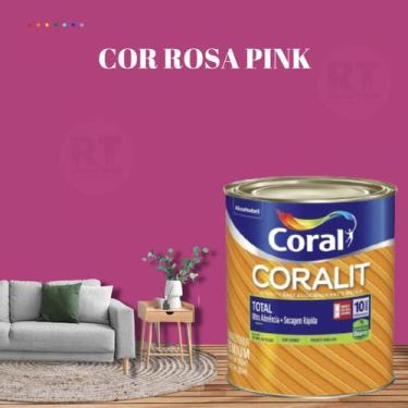 Imagem de Esmalte Sintético Base Água Coral Coralit 800ml Tinta Cor Rosa Acetina