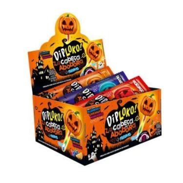 Imagem de Caixa Pirulito Neon Cabo Brilha no Escuro Formato de Abóbora - Danilla