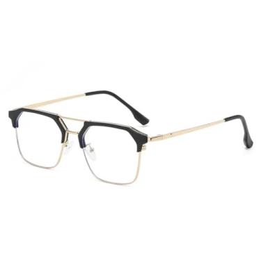 Imagem de Óculos da moda para homens e mulheres, armação de metal, óculos de grau com duas lentes, óculos pretos (1)
