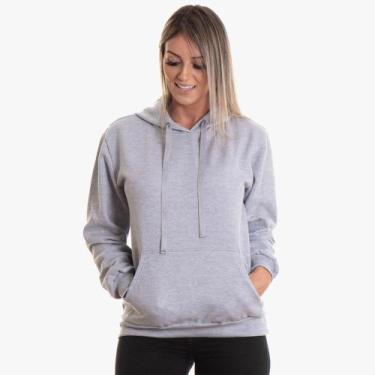 Imagem de Moletom Flanelado Feminino Blusa De Frio Canguru - Accion Store, Cinza