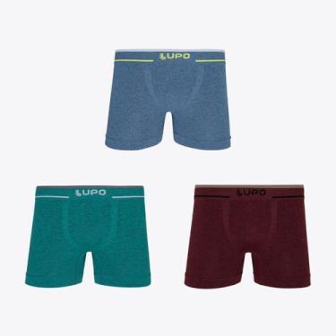 Imagem de Kit 3 Cuecas Boxer Lupo Fio Texturizado Sortidos 00733-004, Verde bali