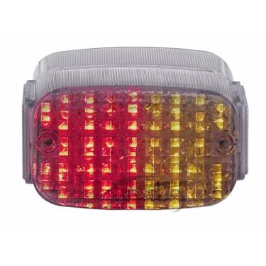 Imagem de Compatível com Kawasaki 1996-2005 Vulcan 800 Classic; Vulcan 88 1987-1995; Luz traseira de freio de LED para motocicleta + função de seta integrada (transparente)