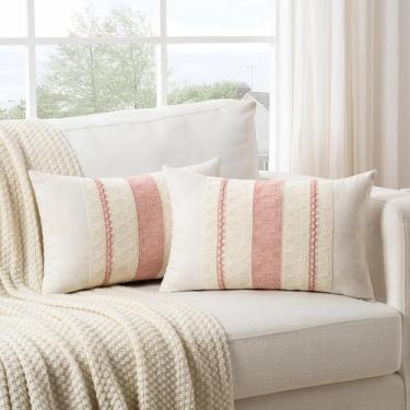 Imagem de Capa de travesseiro Fancy Homi Boho Pink Long Lombar 35x60cm Conjunto 