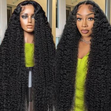Imagem de Perucas BJVT Deep Wave Lace Front 34", cabelo humano de densidade 200