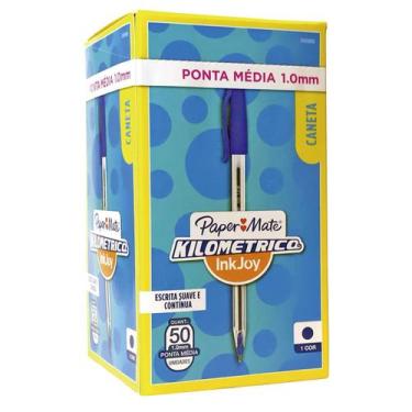 Imagem de Caneta Paper Mate 1.0 Kilometrica 100 Média 50 Unidades, Azul