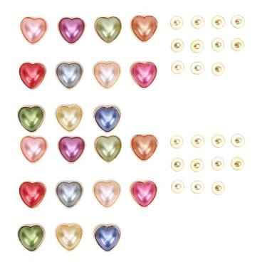 Imagem de Haofy 22 Sets Rebites Em Forma de Coração, Mistura Colorida de Fascinantes de Pérolas de Coração Decorativo para Sacos de Sacos de Artesanato, Acessórios de Bricolage Com Arbetes de
