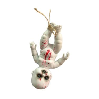 Imagem de Milageto Adereços assustadores, bonecas assustadoras penduradas, decoração assustadora para feriados, adereços de terror, boneca assombrada, boneca assustadora, Menino Grande