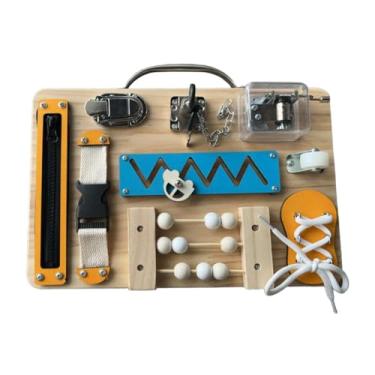 Imagem de simhoa Brinquedo sensorial de tabuleiro ocupado, jogos de habilidades motoras finas para pré-escola, brinquedos portáteis de presente, tabuleiro sensorial, Style B