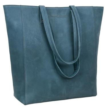 Imagem de Bolsa de couro/alça superior feminina de couro Antonio Valeria Ava, Crazy Horse Blue, Medium