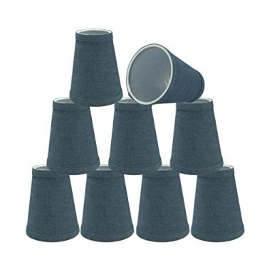 Imagem de Aspen Creative 32660-9B pequeno conjunto de abajur em formato de império em formato de império (embalagem com 9), design transitório em azul lavável, largura inferior de 10 cm (2 1/2" x 10 x 12 cm)