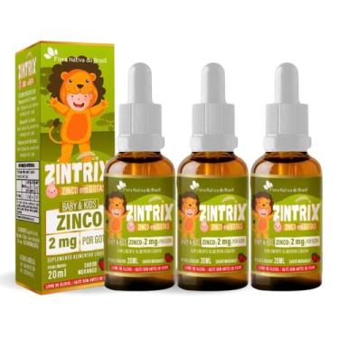 Imagem de Kit 3 Zinco Gotas 20ml Sabor Morango Zintrix Kids Flora Nativa