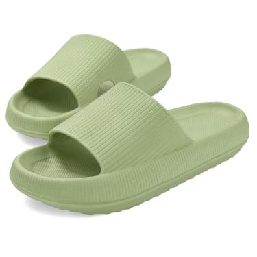 Imagem de MKP COLLECTION Sandálias de banho unissex com sola ultra grossa e piso antiderrapante 3D - Sandálias de banho de secagem rápida para chuveiro, piscina, academia, chinelos de travesseiro leves para