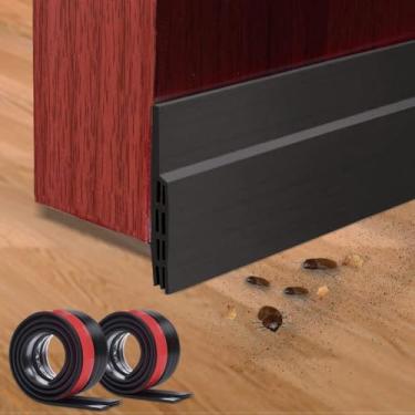 Imagem de HUANING 2 tampas de silicone para porta – 99 cm x 89 cm Faixa de vedação de porta preta para portas internas e externas à prova de som 1