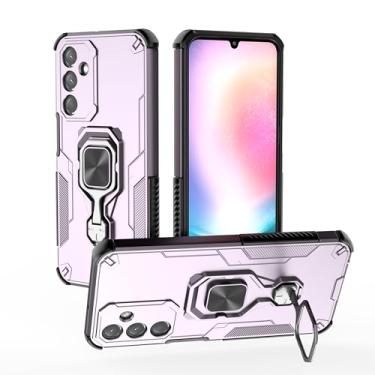 Imagem de SORAKA Capa para Samsung Galaxy A25 5G com suporte de metal rotativo de 360 graus peça magnética de ferro para suporte magnético de carro e telefone roxo