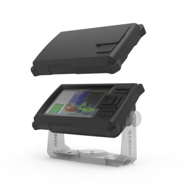 Imagem de VOMENC Fish Finder Capa protetora de silicone compatível com Garmin Striker Vivid 5cv Fishfinder e transdutor de sonar, capa de silicone preta com capa de instalação, acessório de navegação marítima