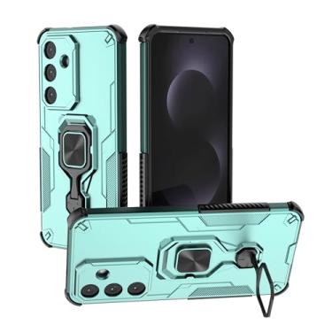 Imagem de SORAKA Capa para Samsung Galaxy S25 FE com suporte de metal rotativo de 360 graus, peça magnética de ferro para suporte magnético de telefone para carro, verde